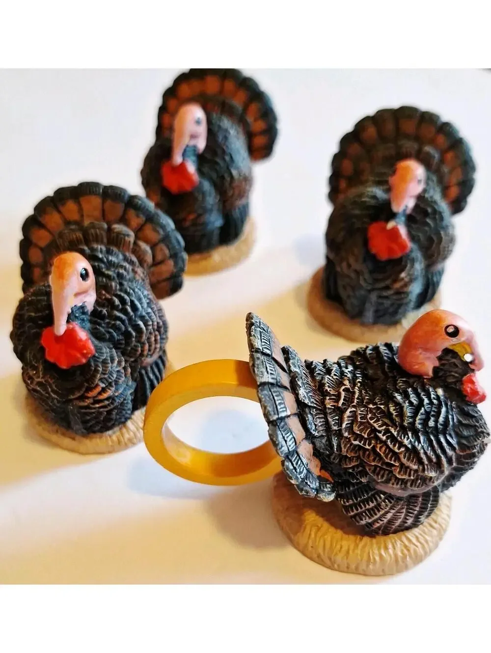 RARE Turkey Vintage Napkin Ring Holder - Excellent Condition- Set Of 4